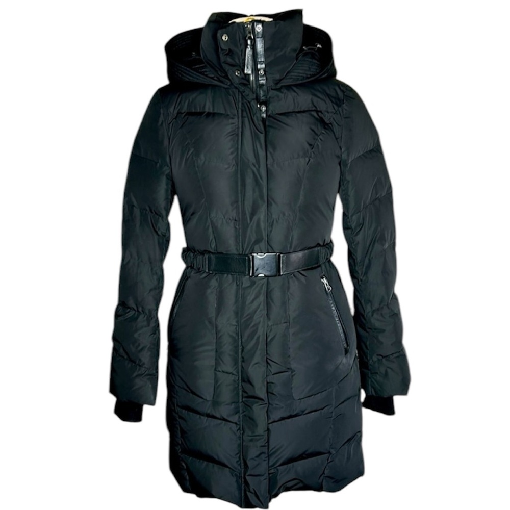 Mackage Down feather hooded leather accent coat